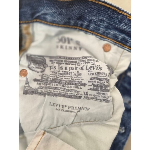 Levis 501 Original Button Fly Jeans Womens Sz 24x28 Medium Wash Cotton Denim - Picture 7 of 9